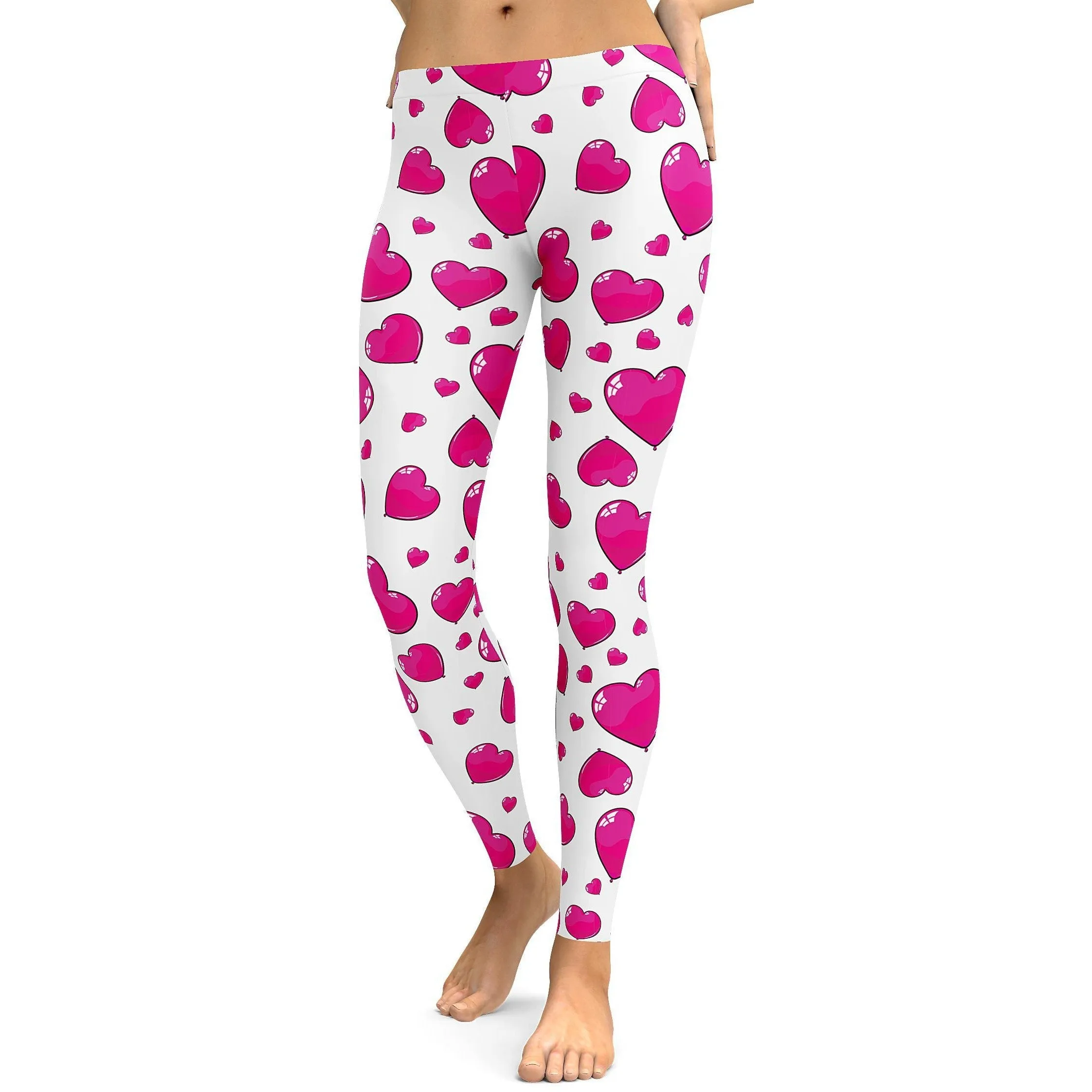 Pink Heart Shaped Balloons Leggings