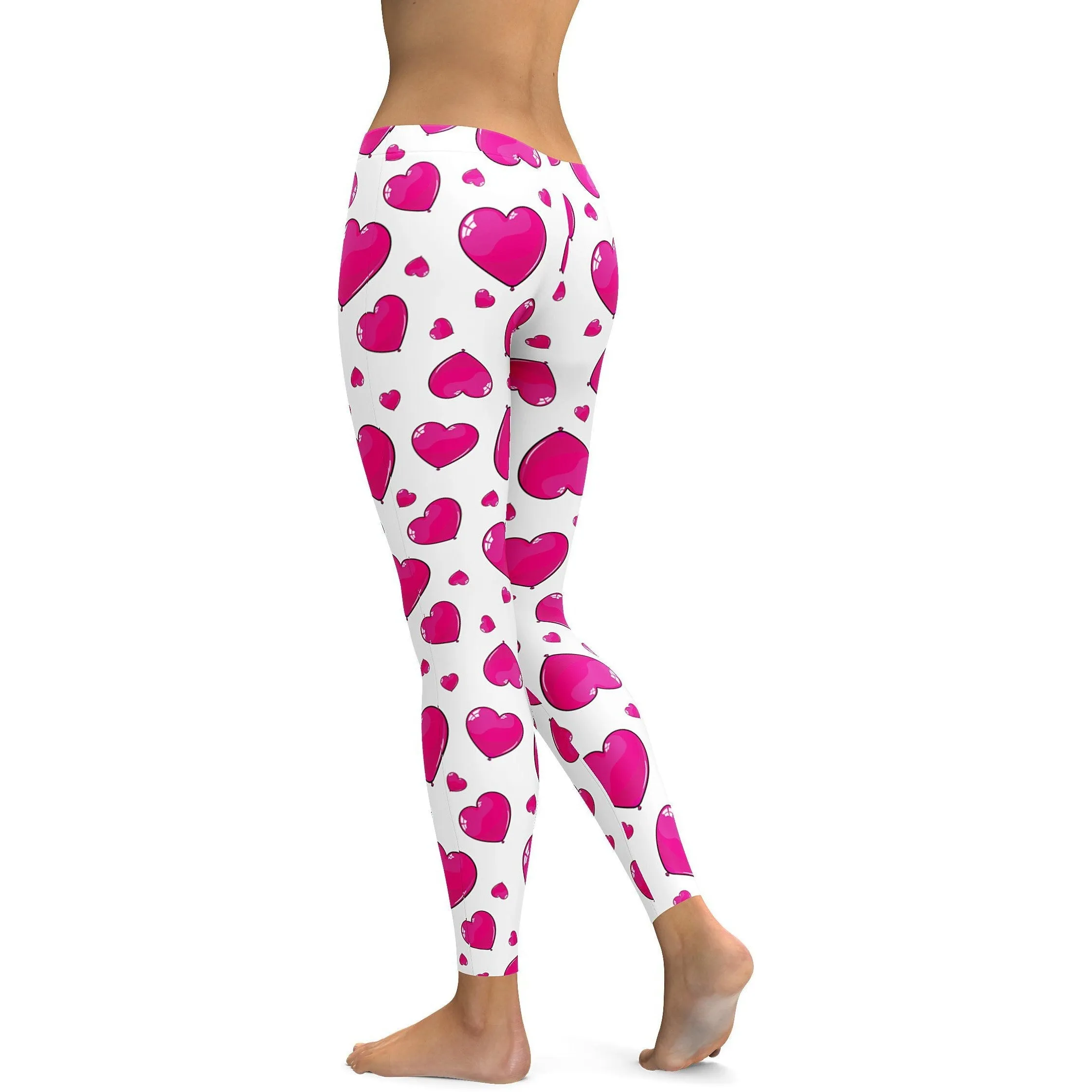 Pink Heart Shaped Balloons Leggings