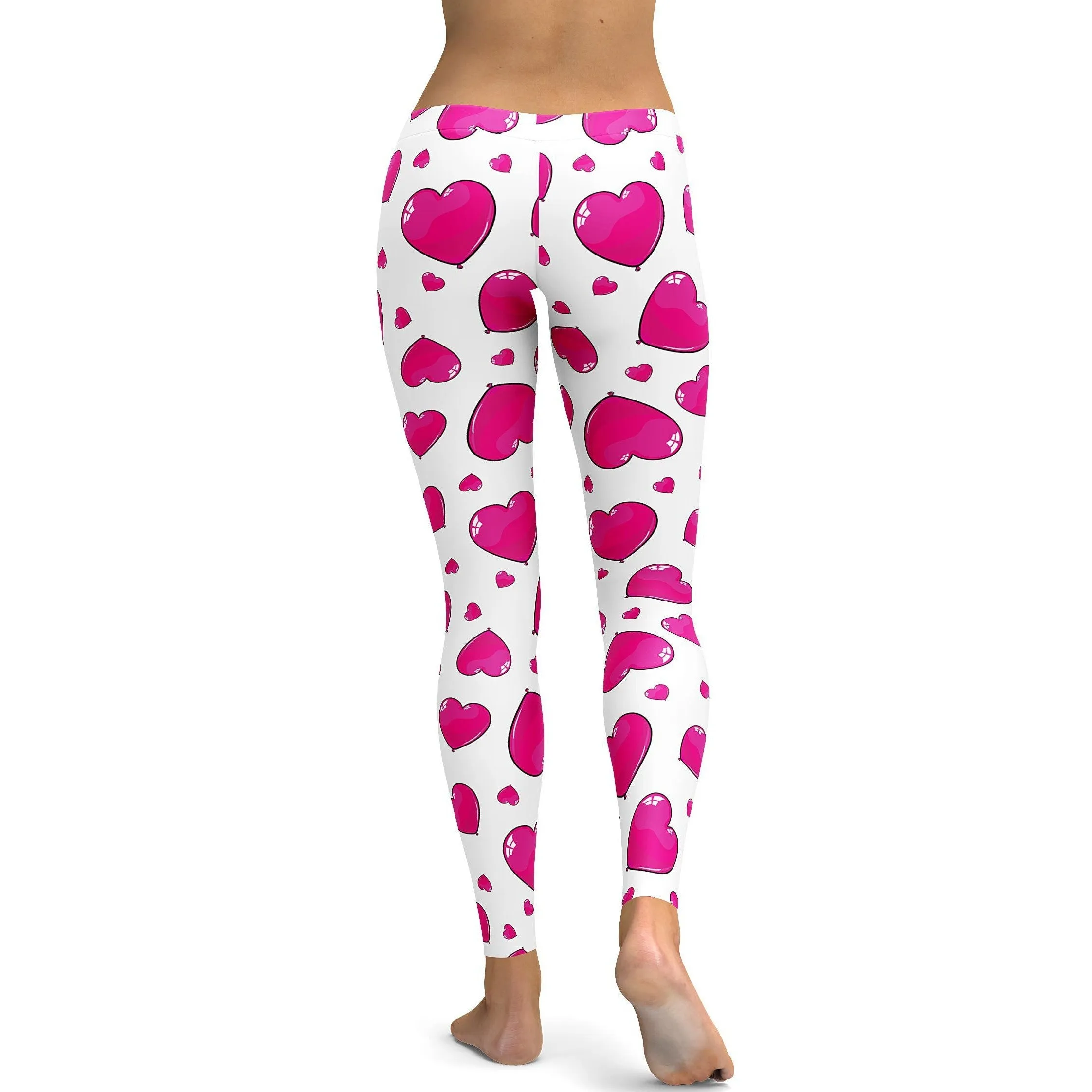 Pink Heart Shaped Balloons Leggings