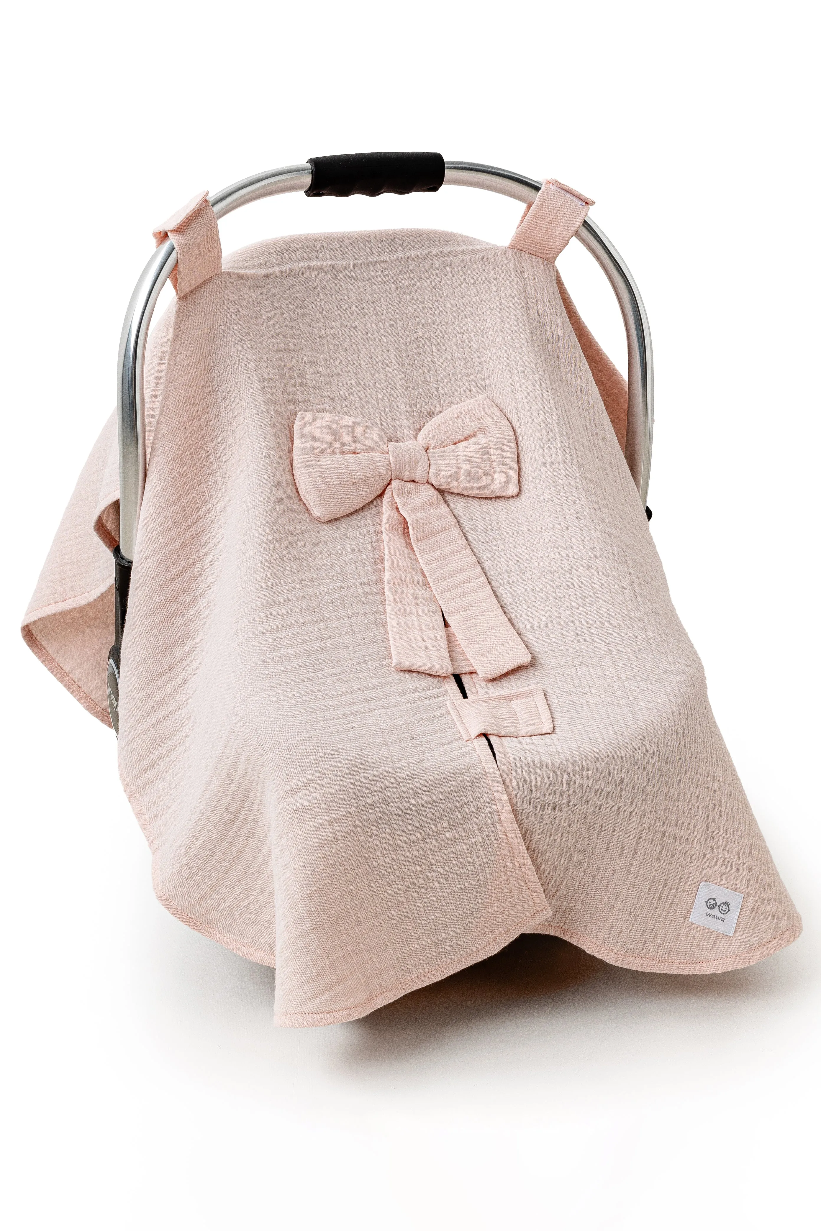 Pink Muslin Bow Car Seat Cover