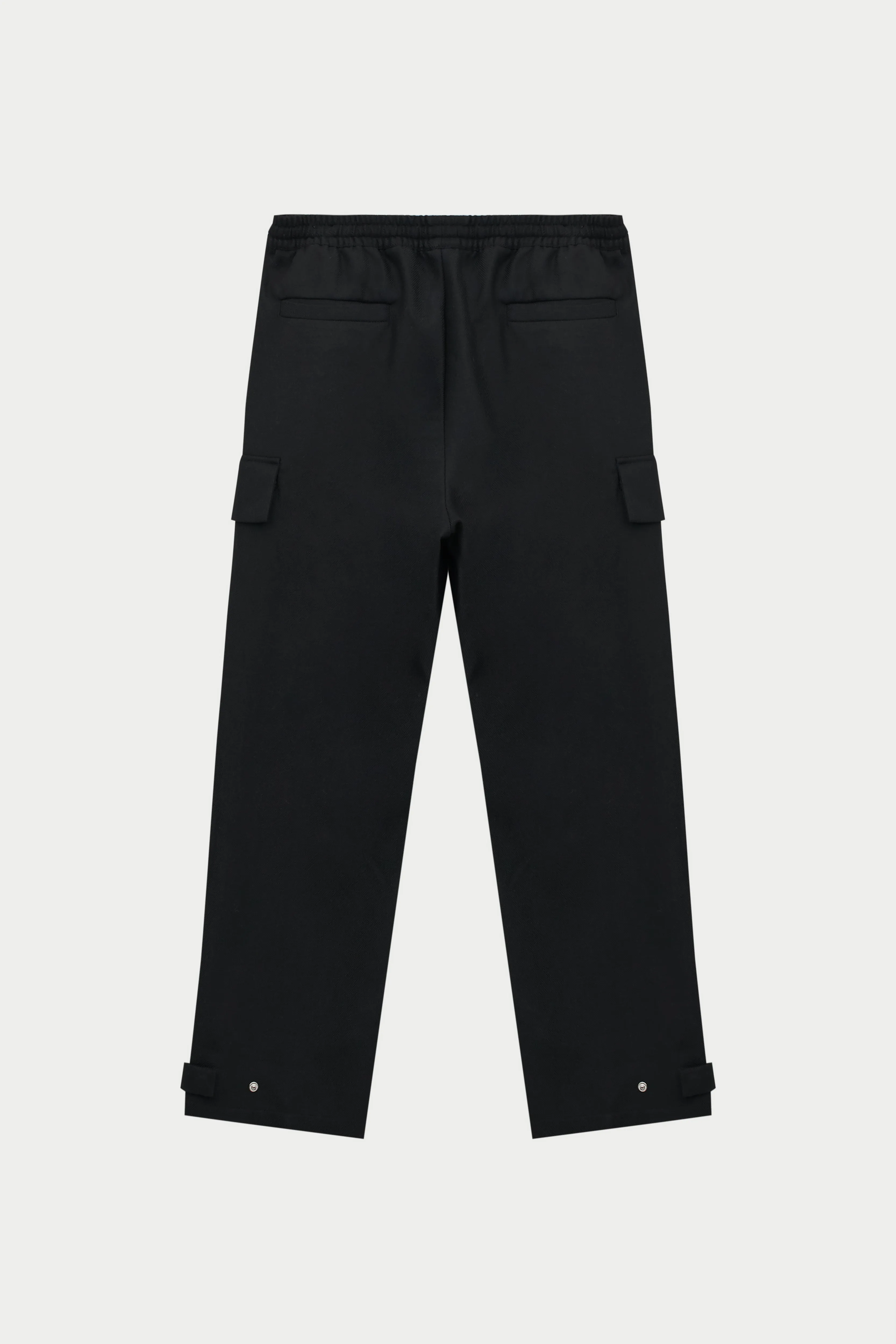 PLEATED WIDE LEG WOOL BLEND TROUSER - BLACK