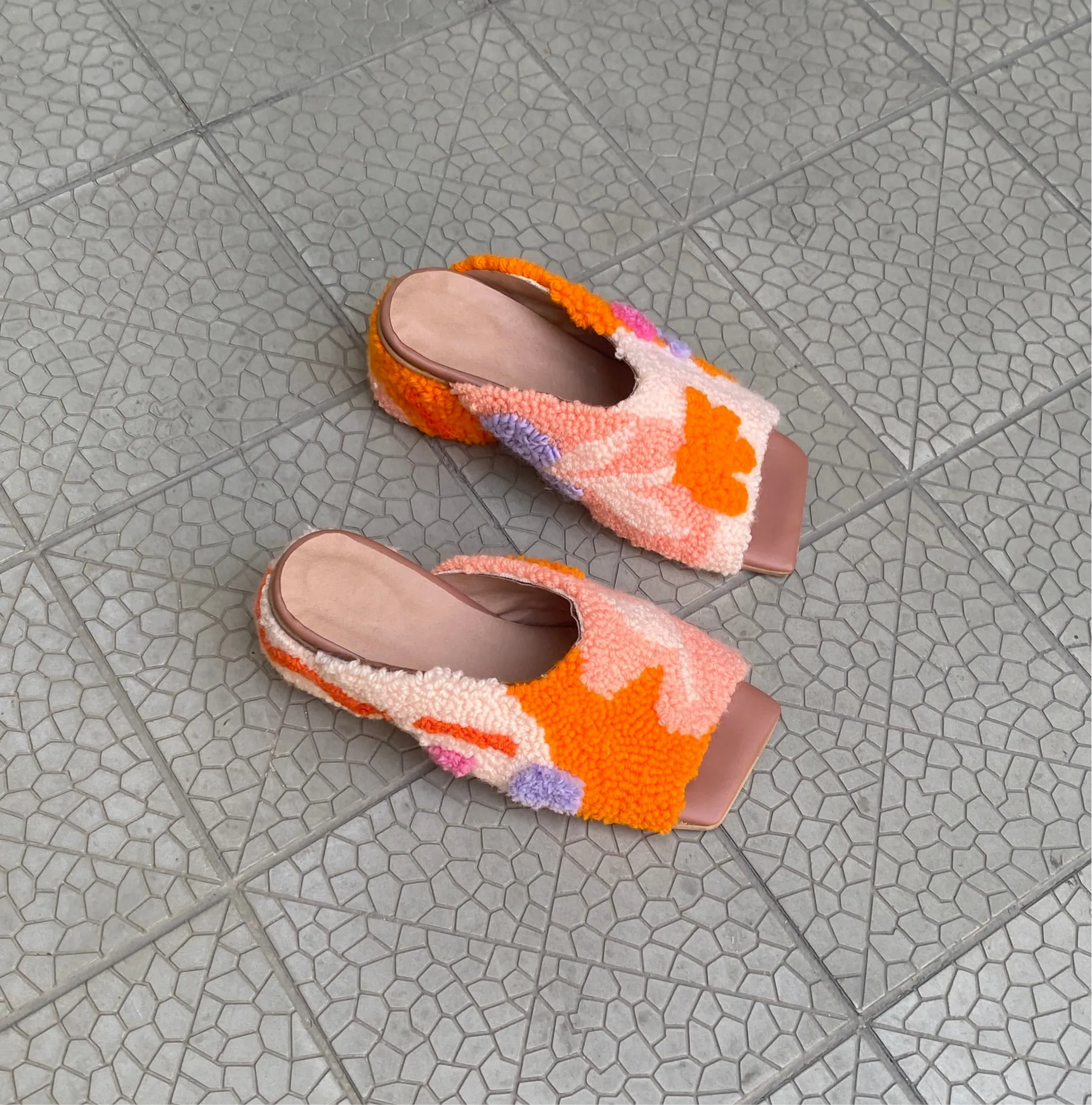 Punch needle colorful sandals