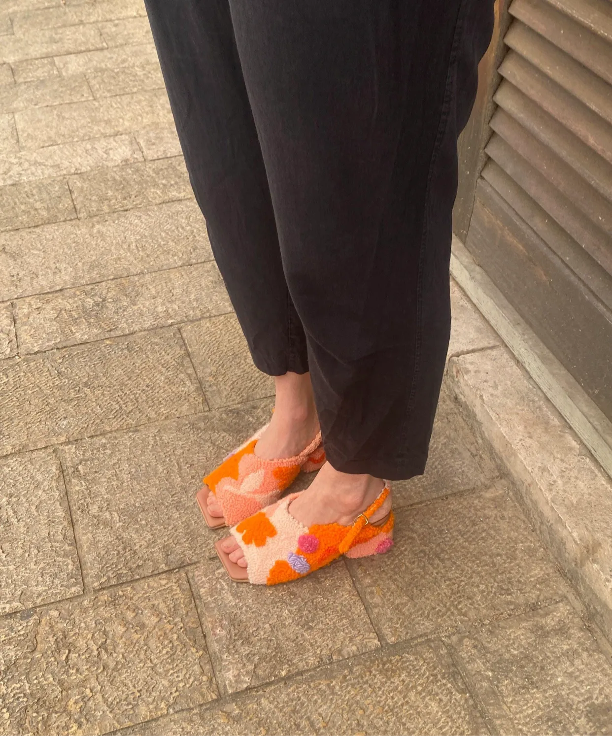 Punch needle colorful sandals