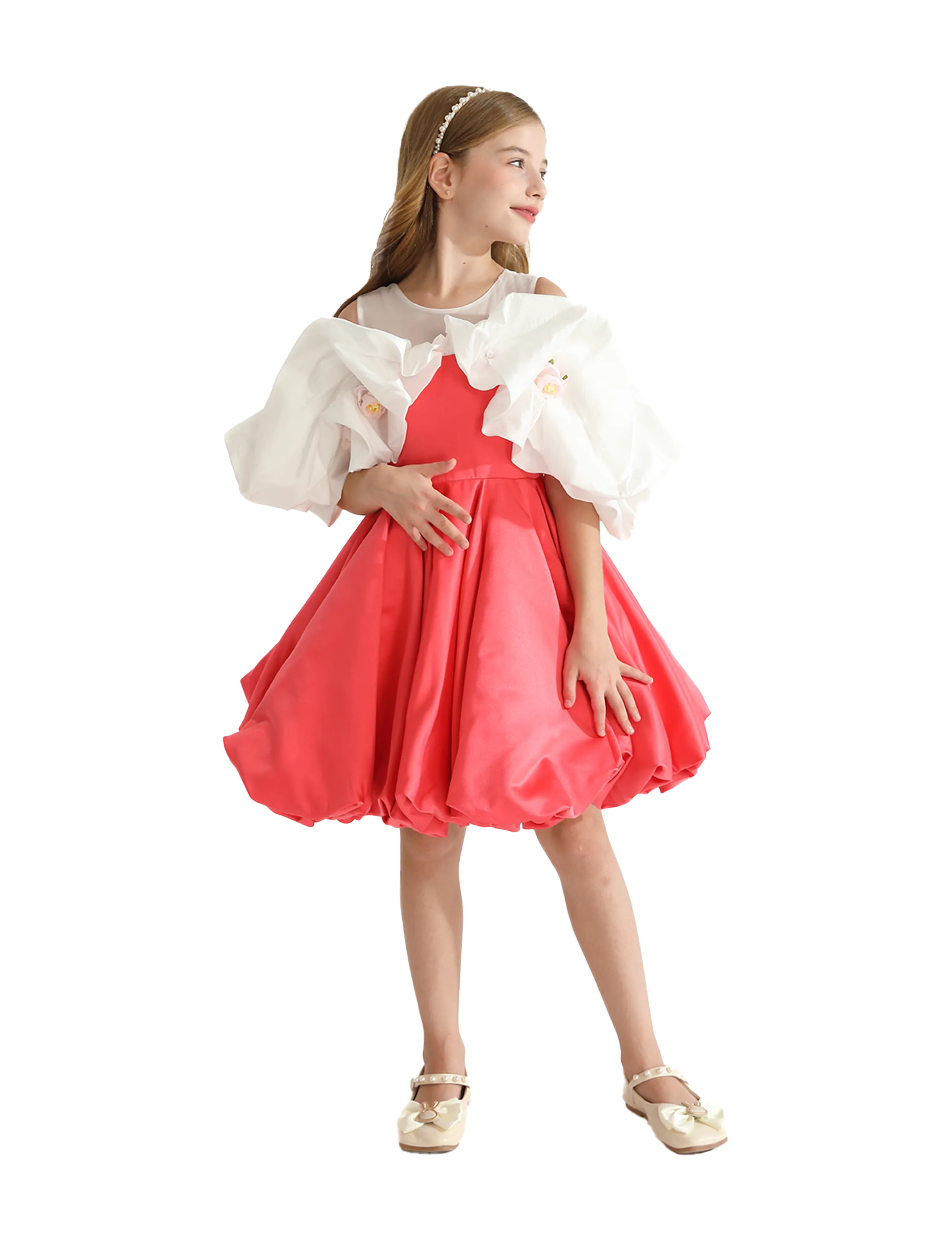 Red Silhouette White Sleeve Isadora Dress