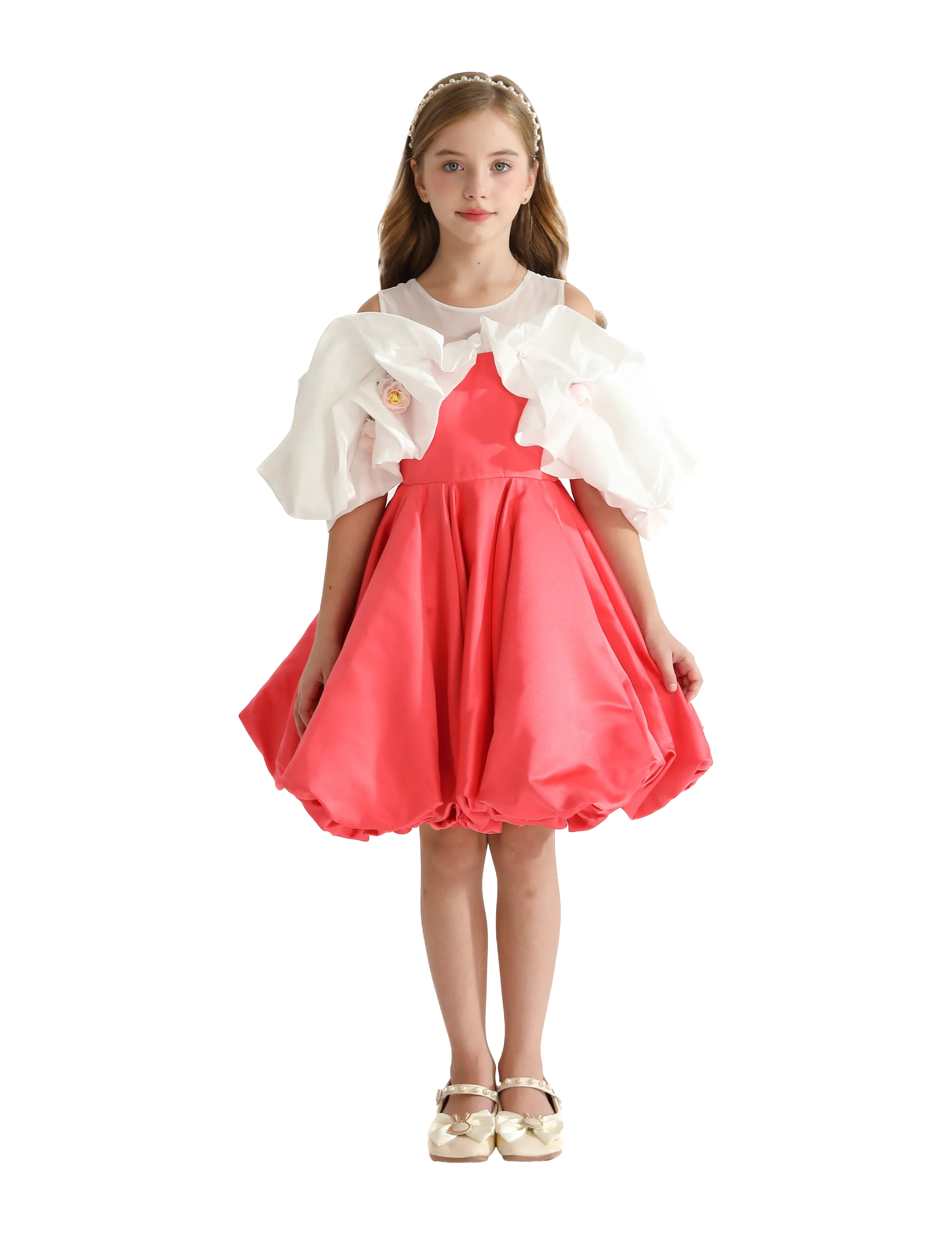Red Silhouette White Sleeve Isadora Dress