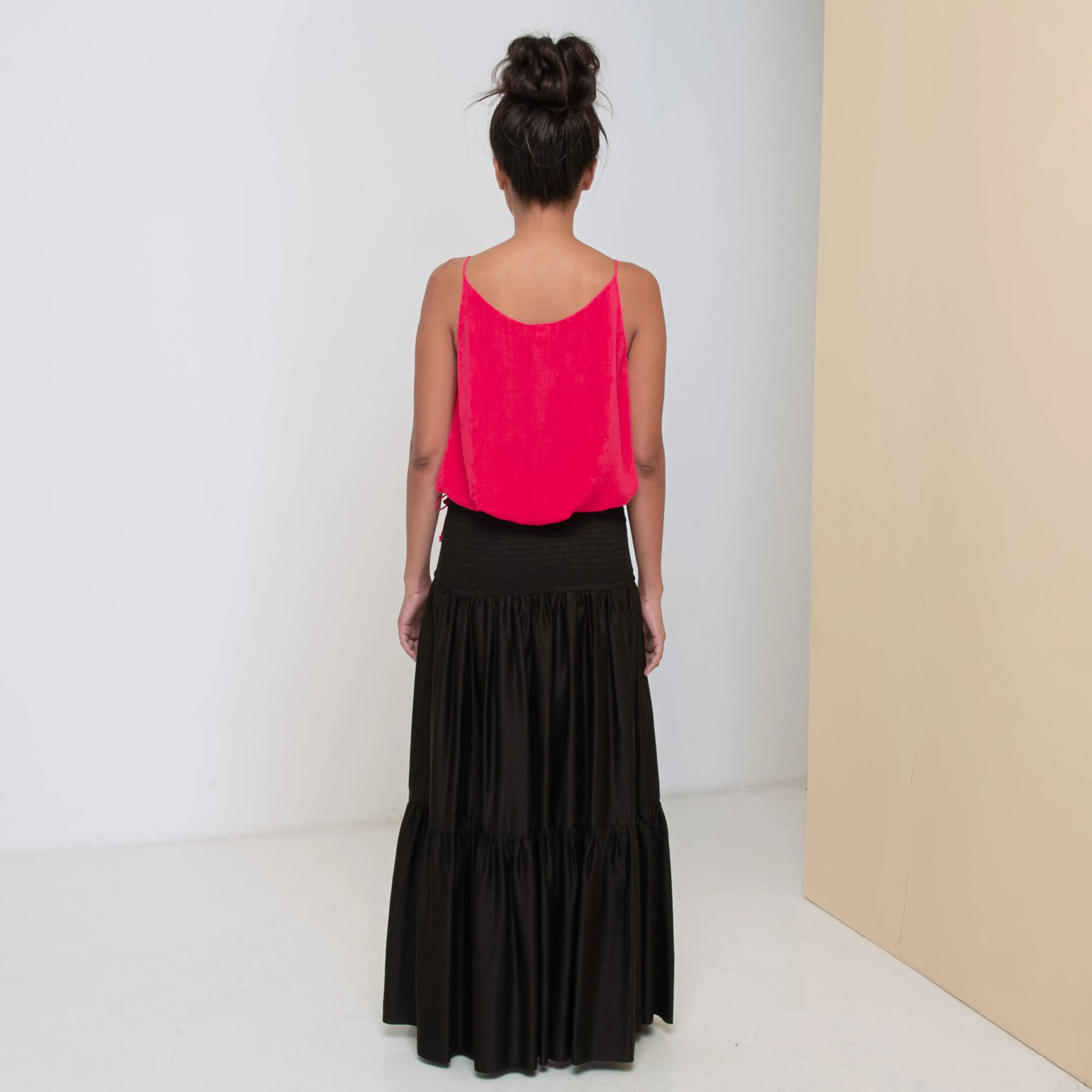 RINKI V STRING CAMISOLE - Rayon Fujette Crepe | Hot Pink