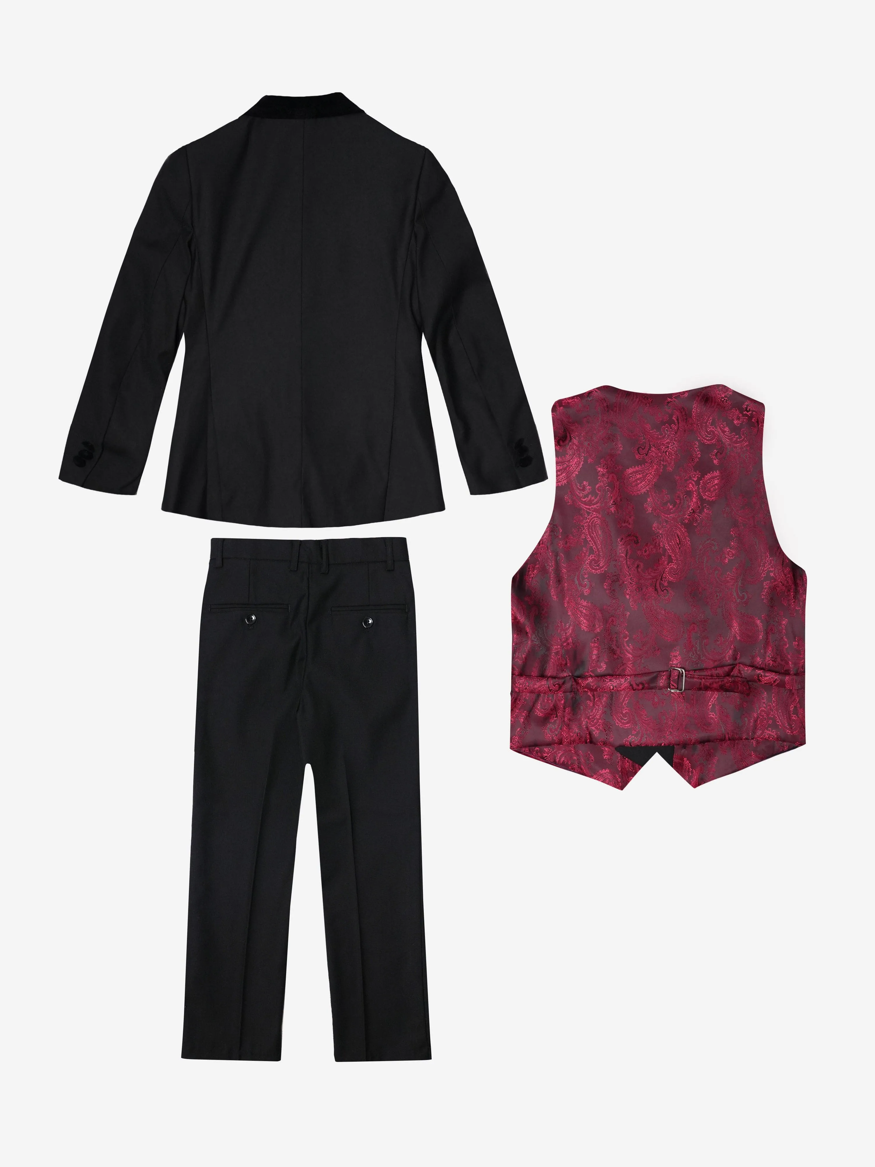 Romano Boys Banana Collar 3 Piece Suit in Black