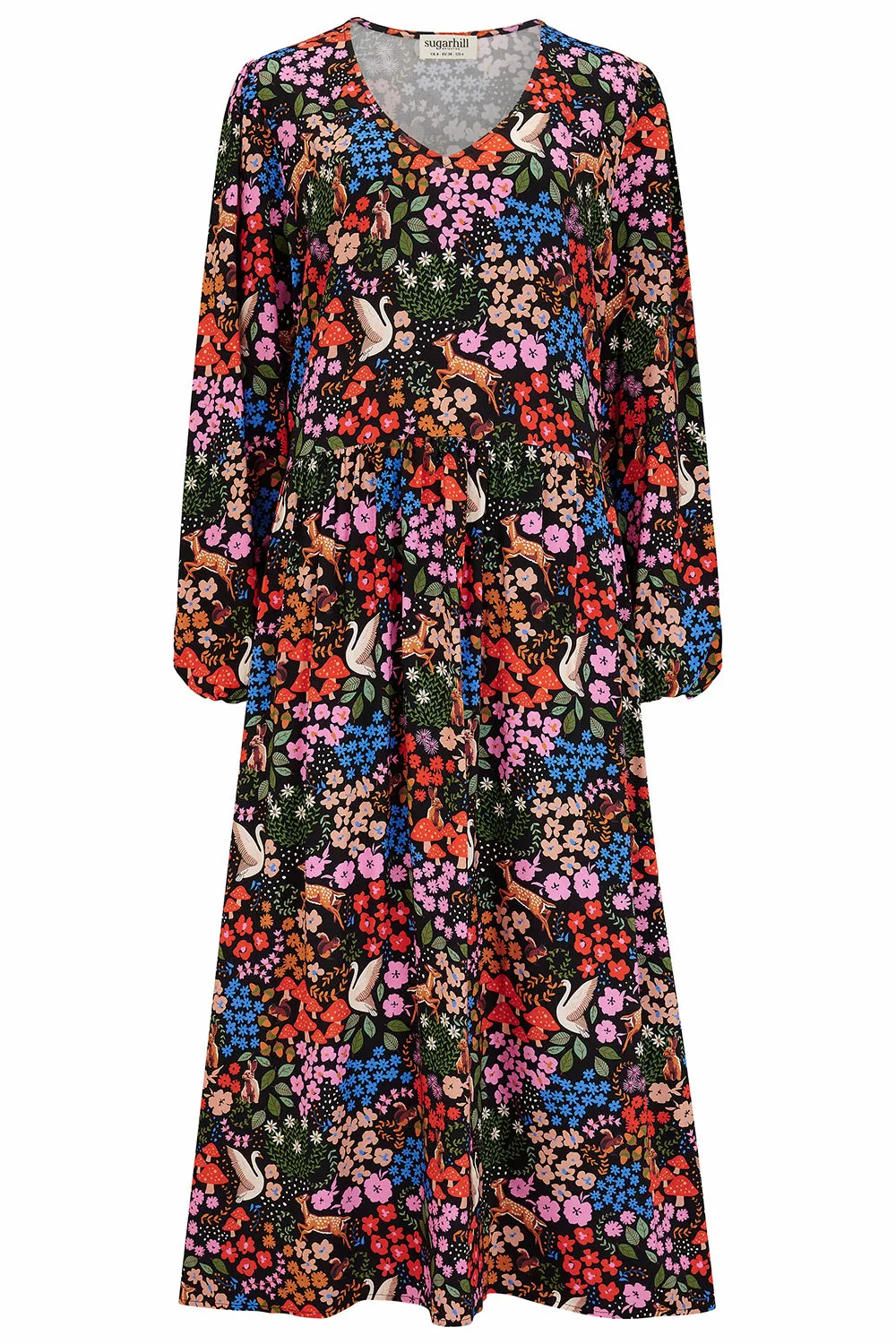 Sidney Midi Smock Dress- Multi. Woodland Floral