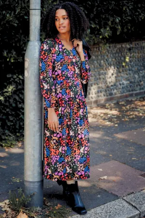 Sidney Midi Smock Dress- Multi. Woodland Floral