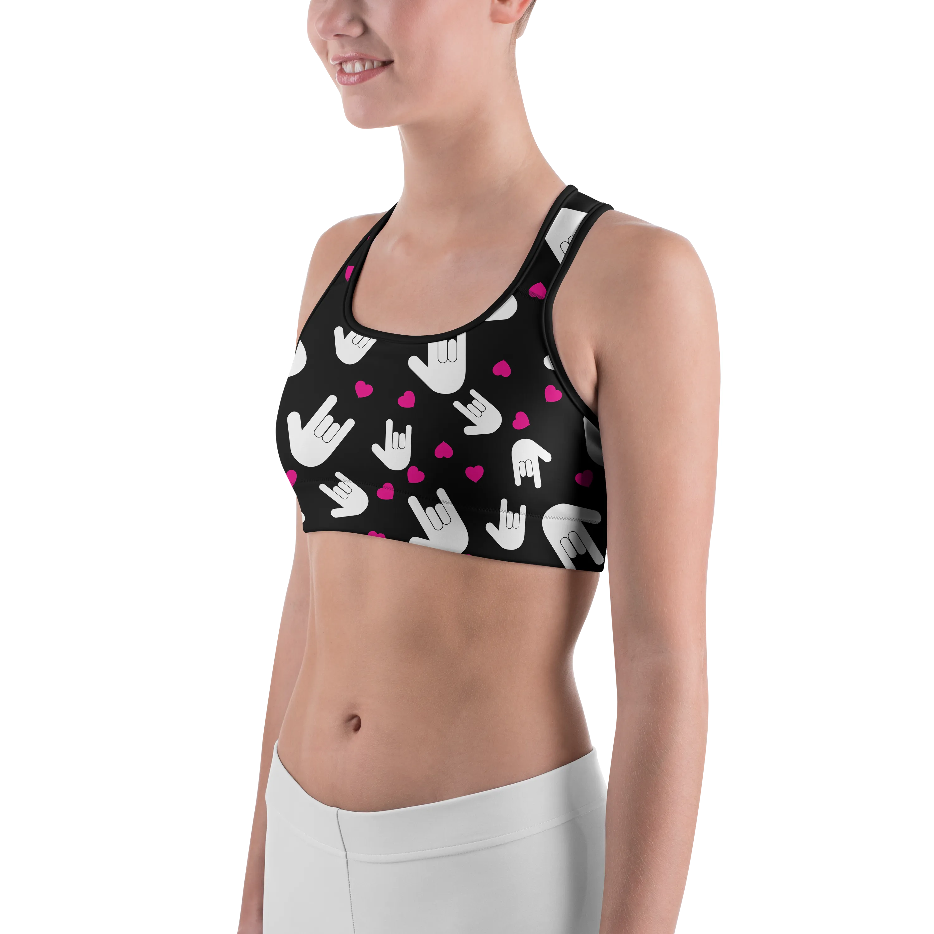 Sign Language I Love You Sports Bra