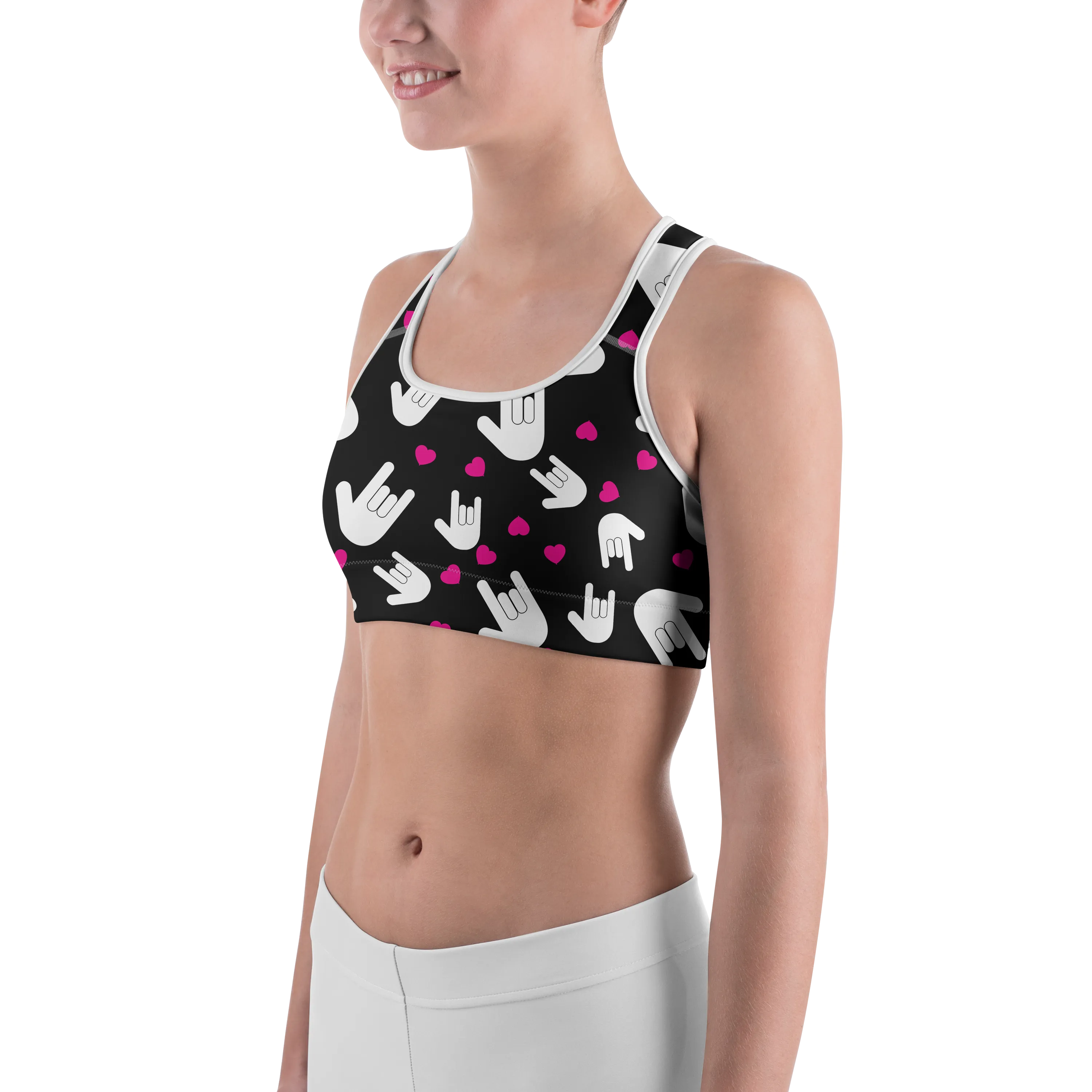Sign Language I Love You Sports Bra