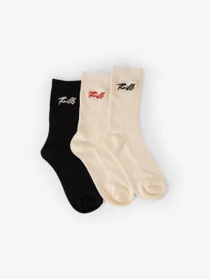 Signature 3 Pack Sock - Heritage White Black - Heritage White Red