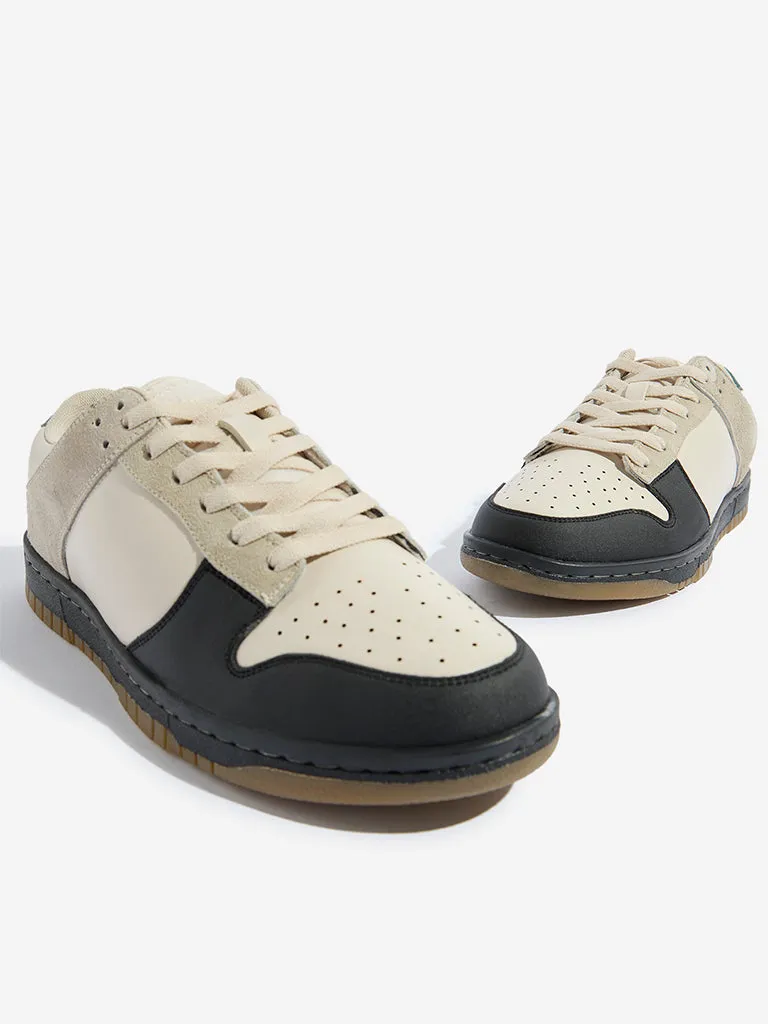 SOLEPLAY Beige and Black Colour-Blocked Lace-Up Sneakers