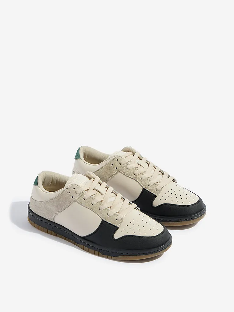 SOLEPLAY Beige and Black Colour-Blocked Lace-Up Sneakers