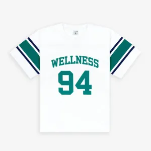SPORTY & RICH | WELLNESS 94 RUGBY TEE { WHITE/ALPINE/NAVY
