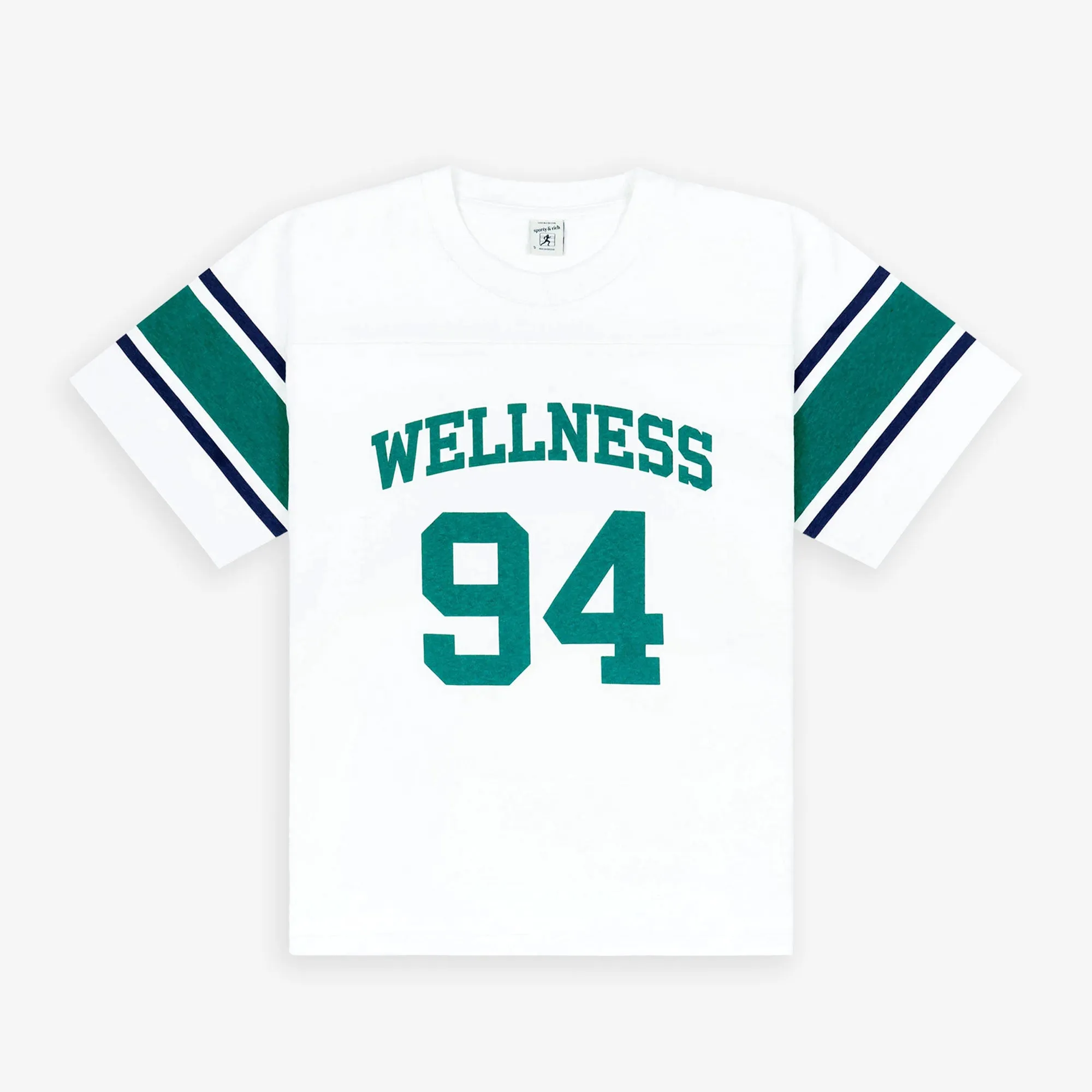 SPORTY & RICH | WELLNESS 94 RUGBY TEE { WHITE/ALPINE/NAVY