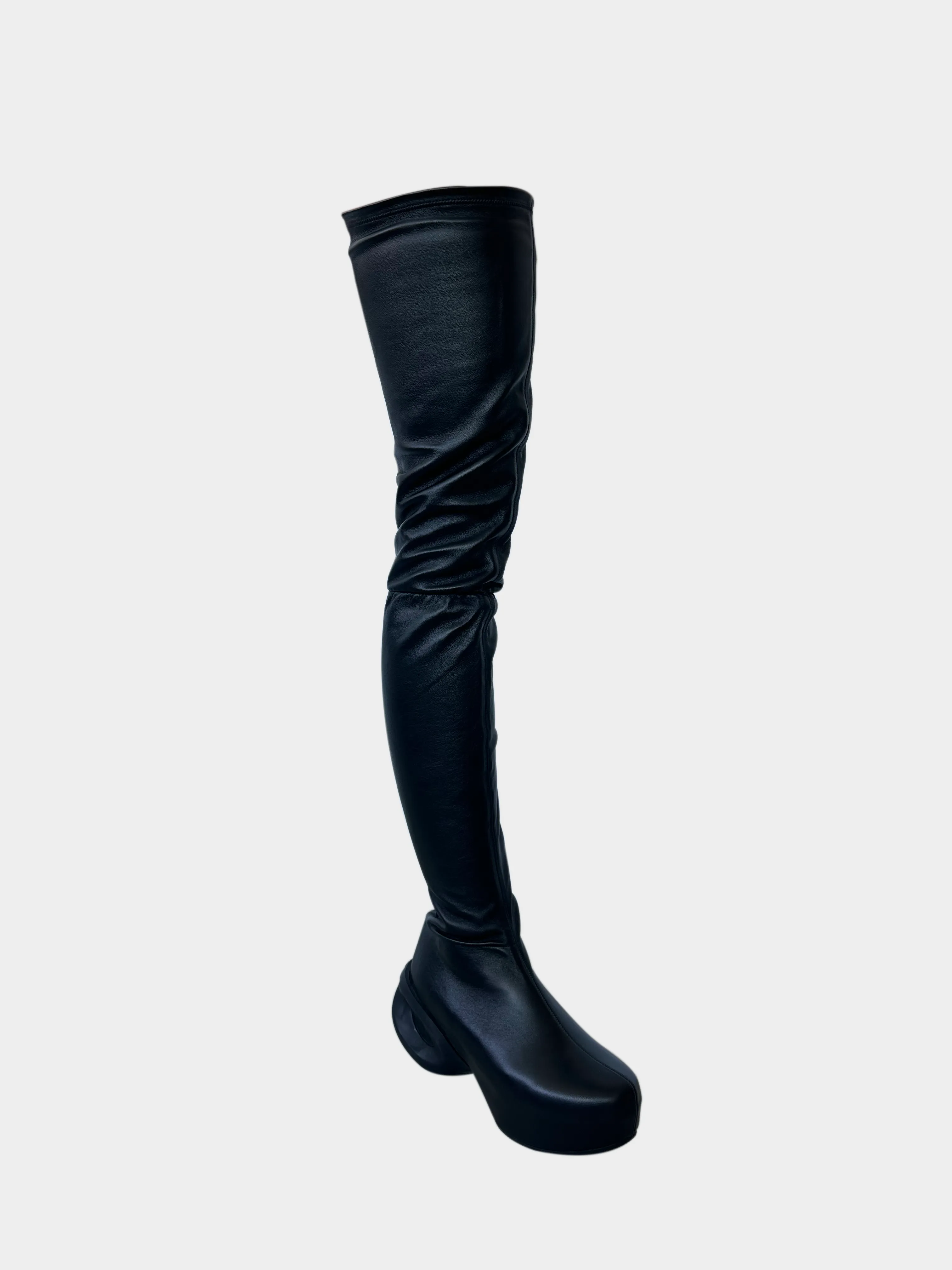 Stivali Over The Knee In Pelle Nera Opaca