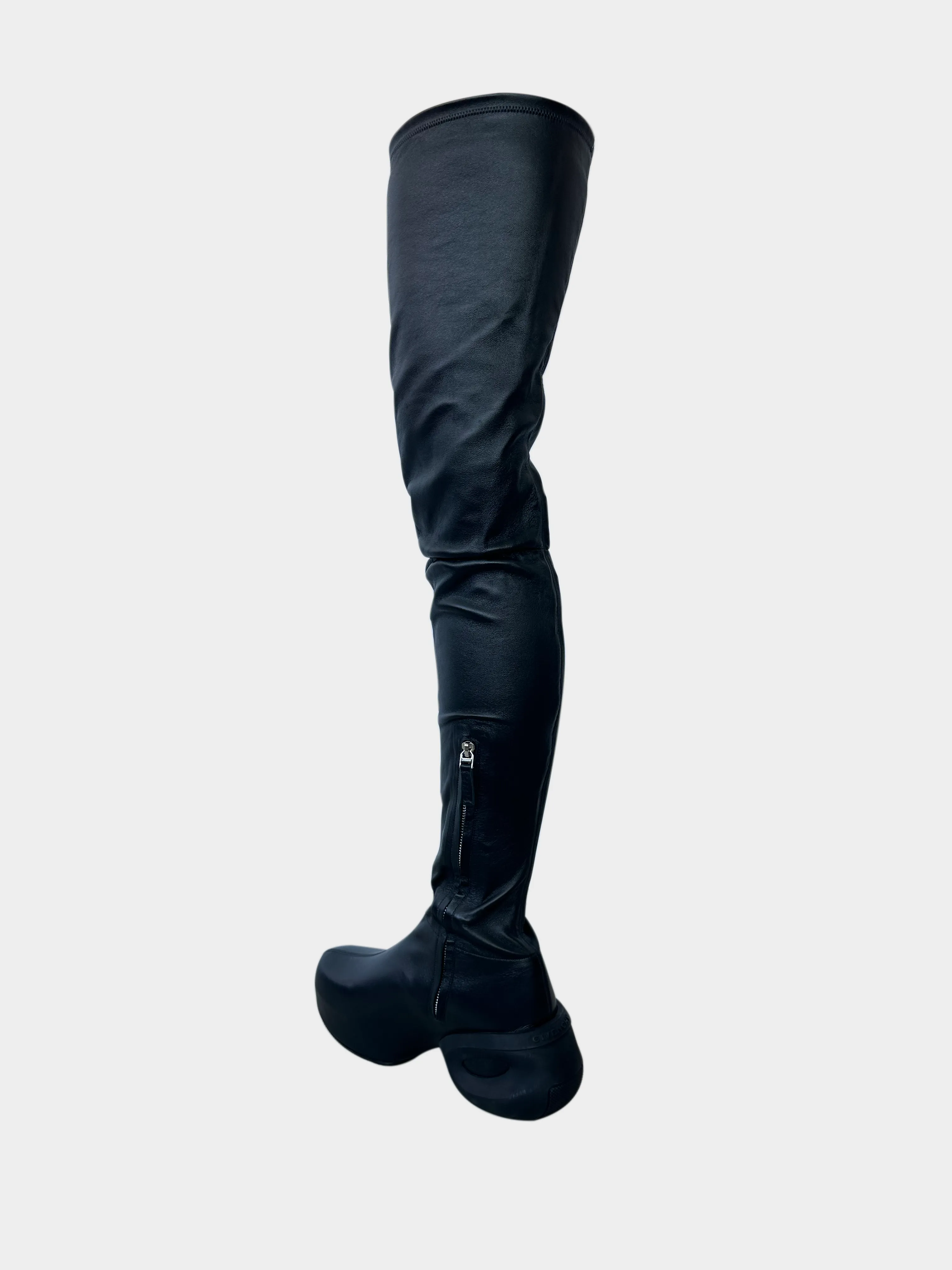 Stivali Over The Knee In Pelle Nera Opaca