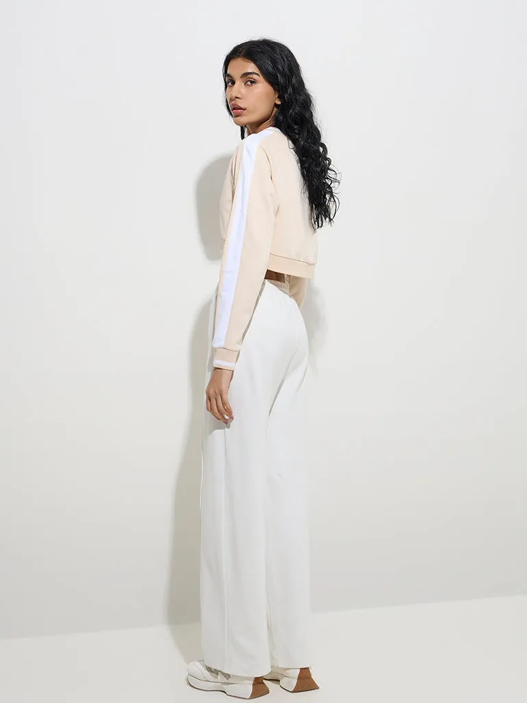 Studiofit Beige Cropped Cotton Jacket