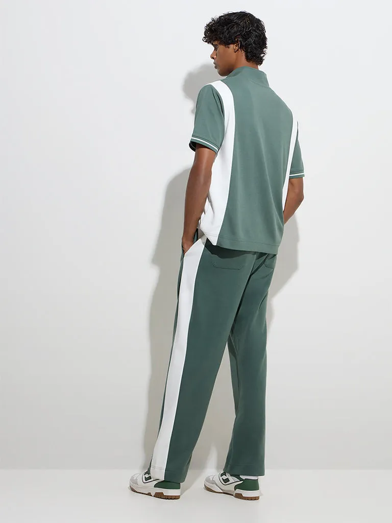Studiofit Green Relaxed-Fit Cotton-Blend Track Pants