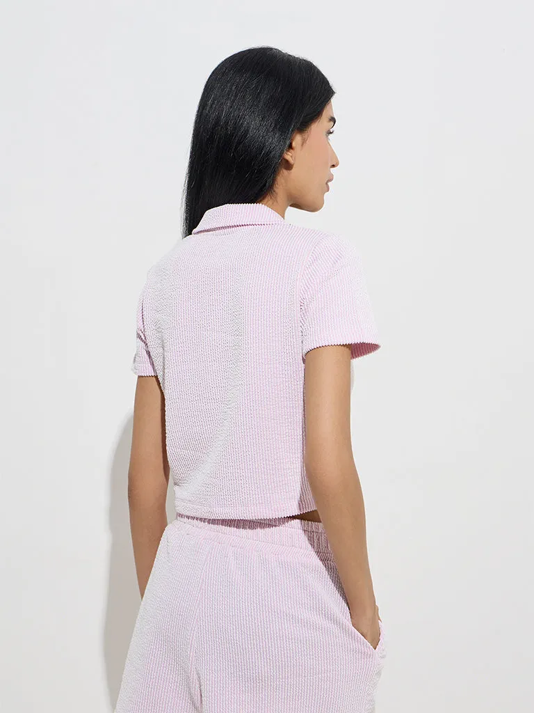 Studiofit Pink Textured Cotton-Blend Jacket