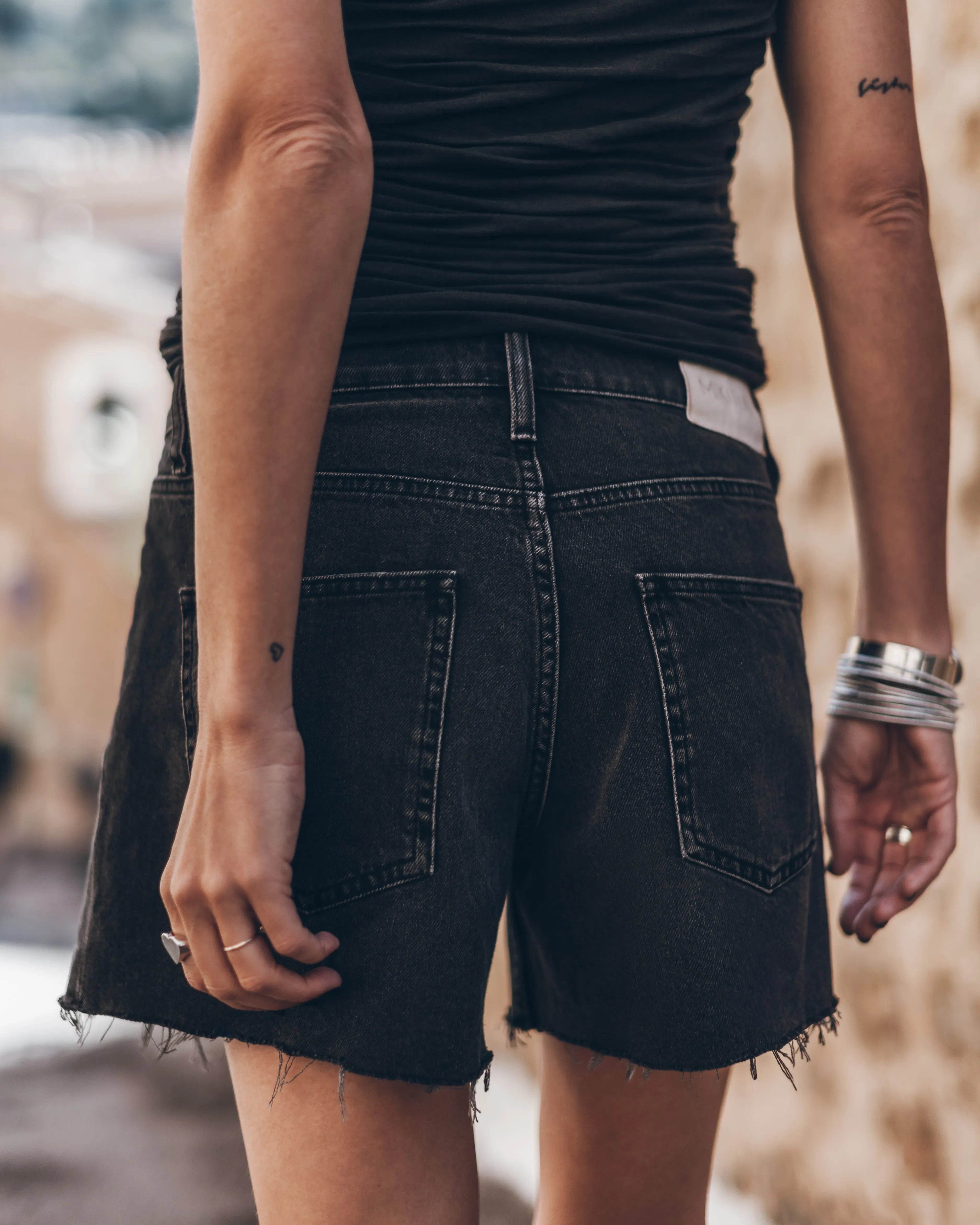 The Black Loose Denim Shorts