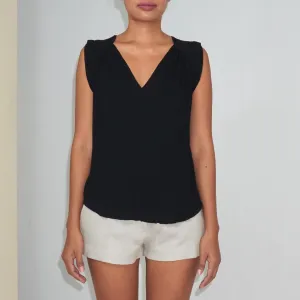 TRANSIT SLEEVELESS TOP - Crinkled Rayon | Black