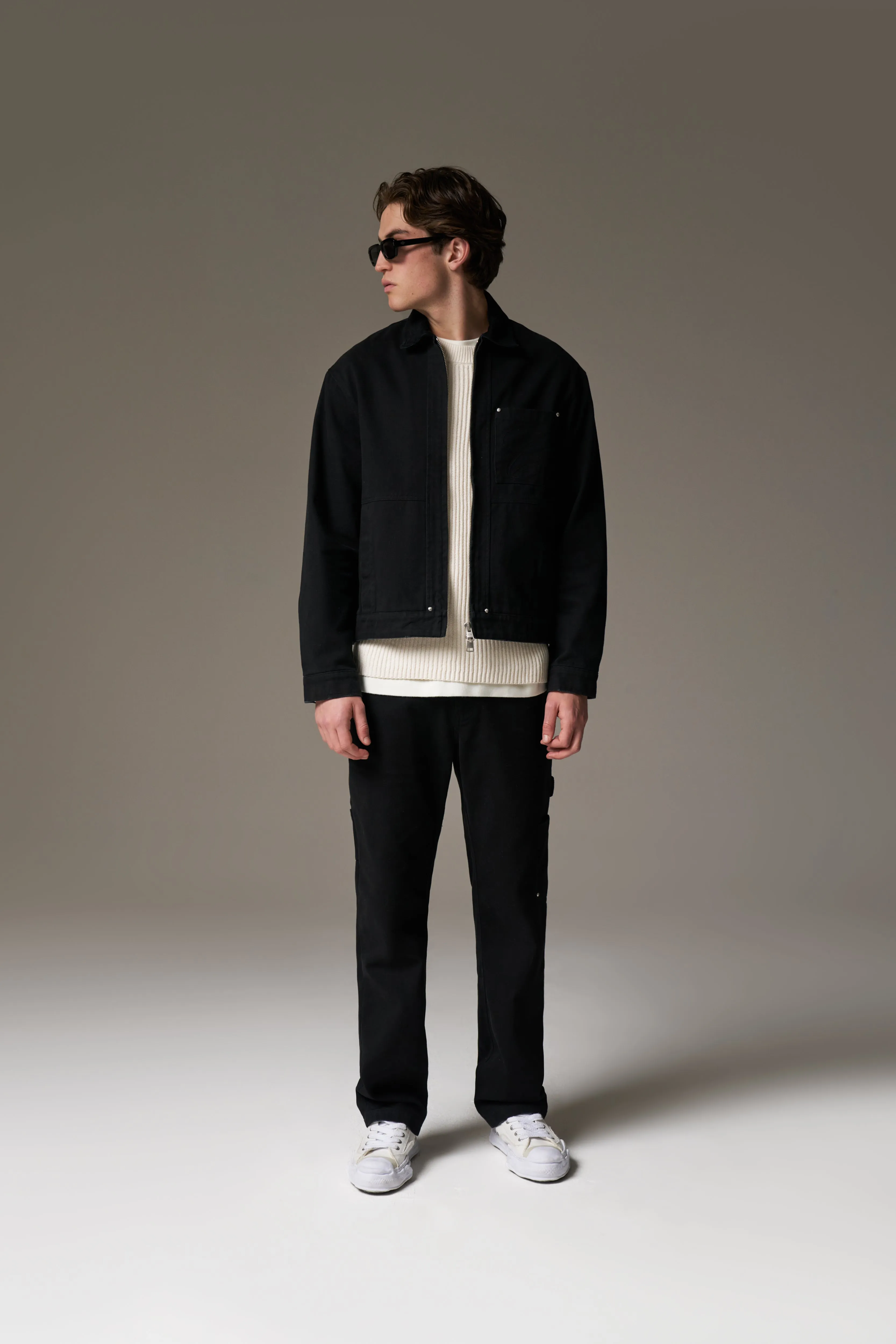 TWILL DOUBLE PATCH TROUSER - WASHED BLACK