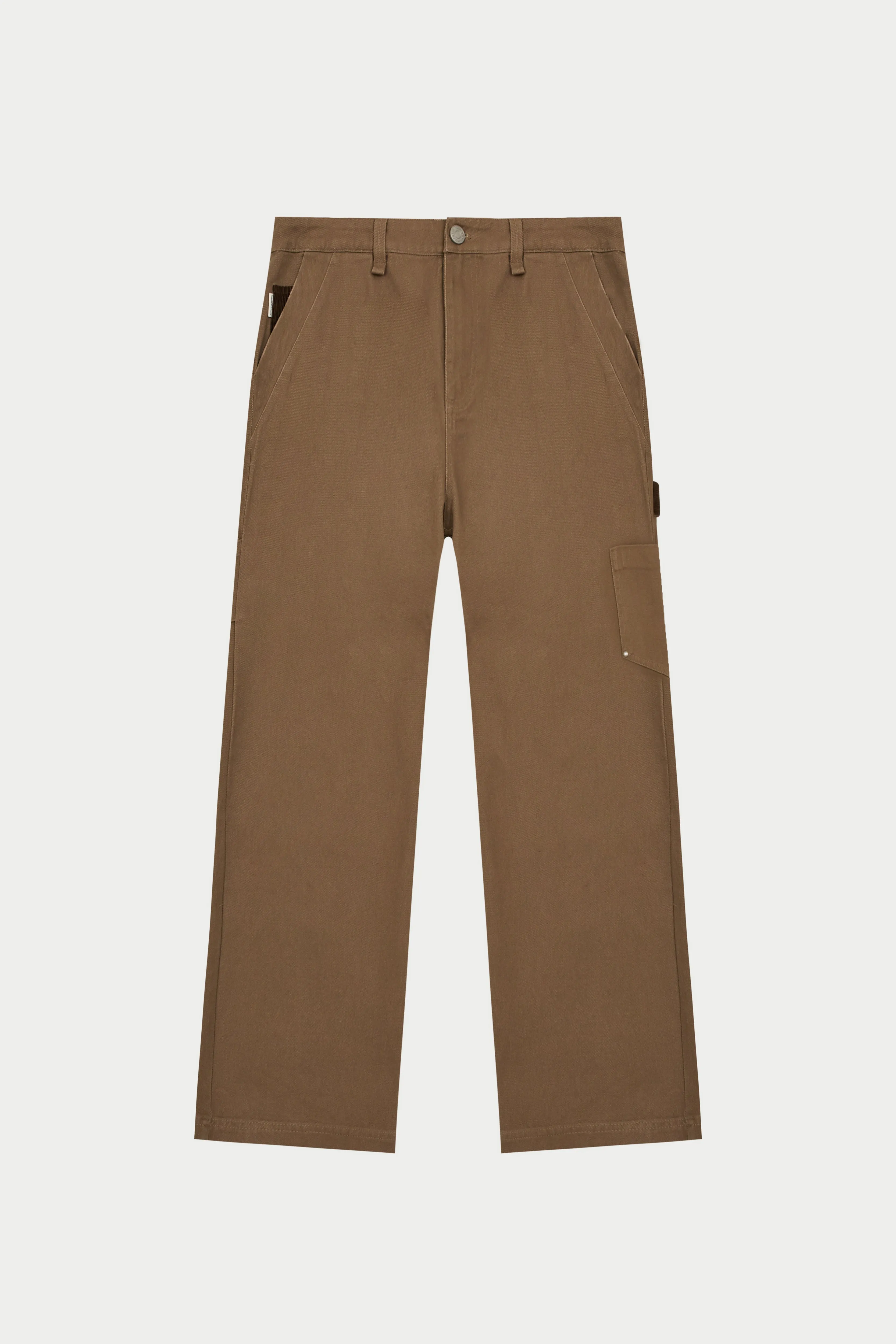 TWILL DOUBLE PATCH TROUSER - WASHED BROWN
