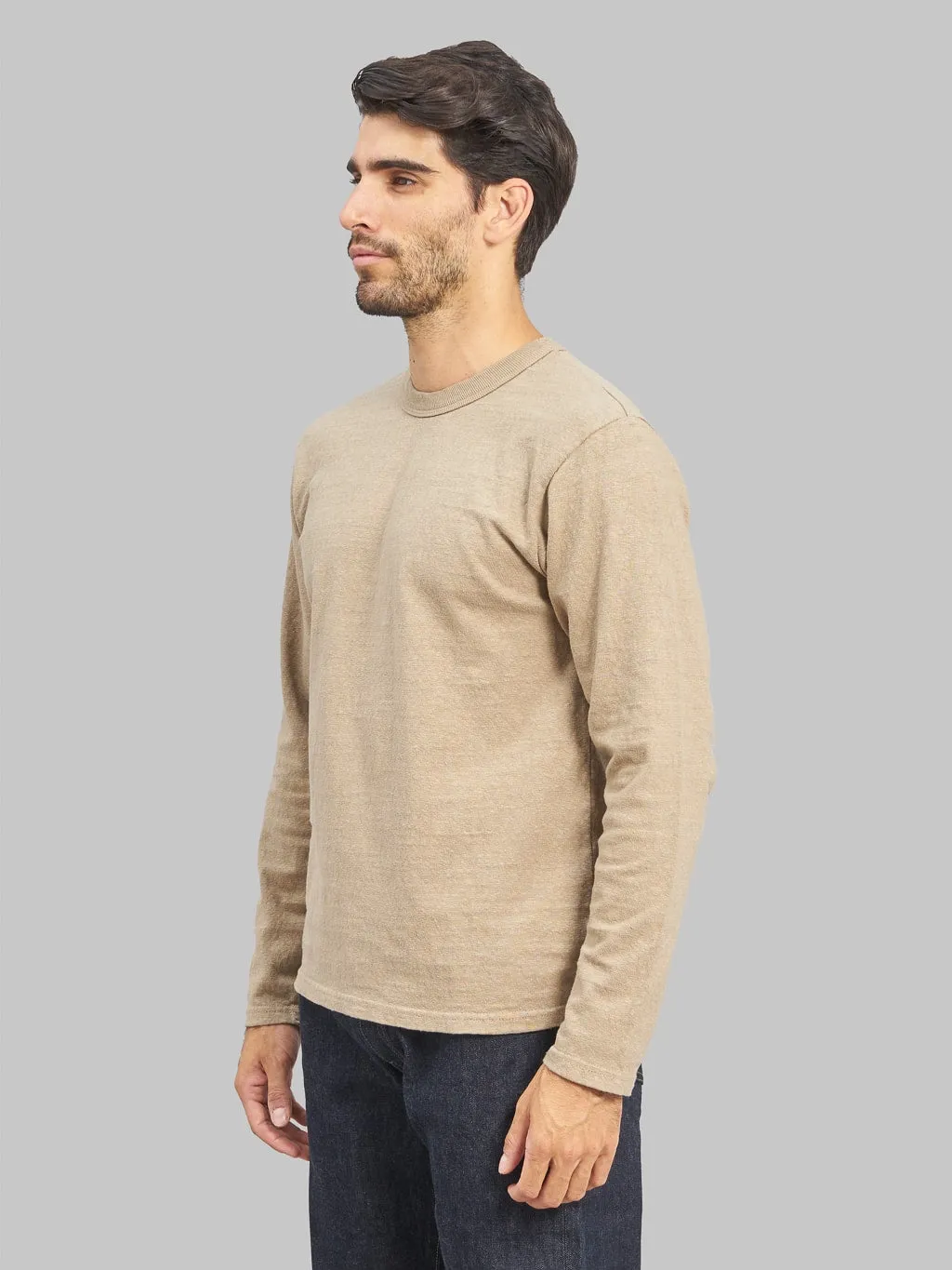 UES No.8 Slub Nep Long Sleeve T-Shirt Beige