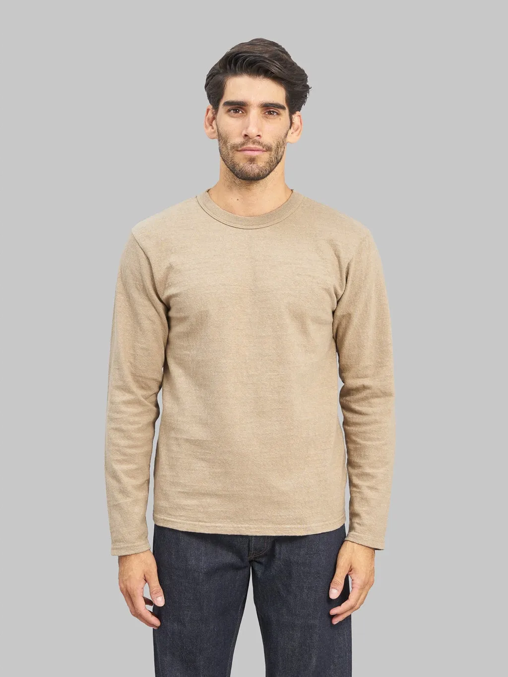 UES No.8 Slub Nep Long Sleeve T-Shirt Beige