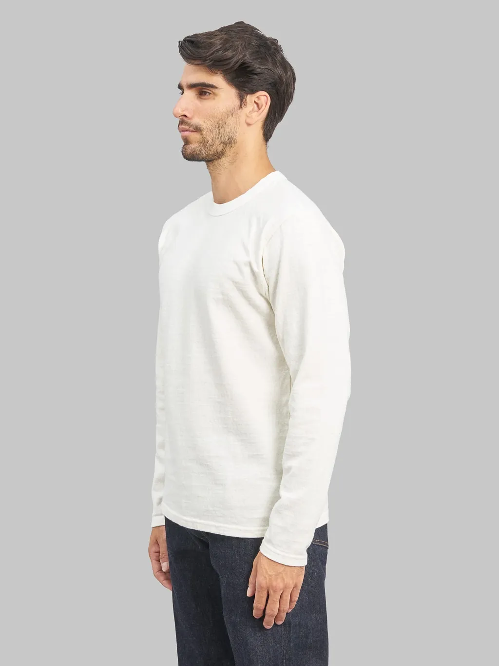 UES No.8 Slub Nep Long Sleeve T-Shirt White