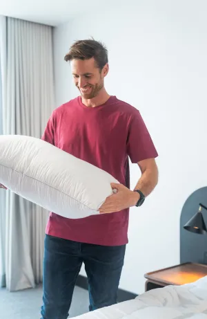 USA Standard Size Soft-Medium Density Pillow 90% White Polish Goose Down German Batiste TE100