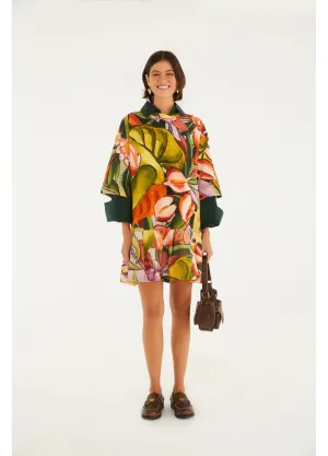 Vestido Curto Folhagem de Inverno