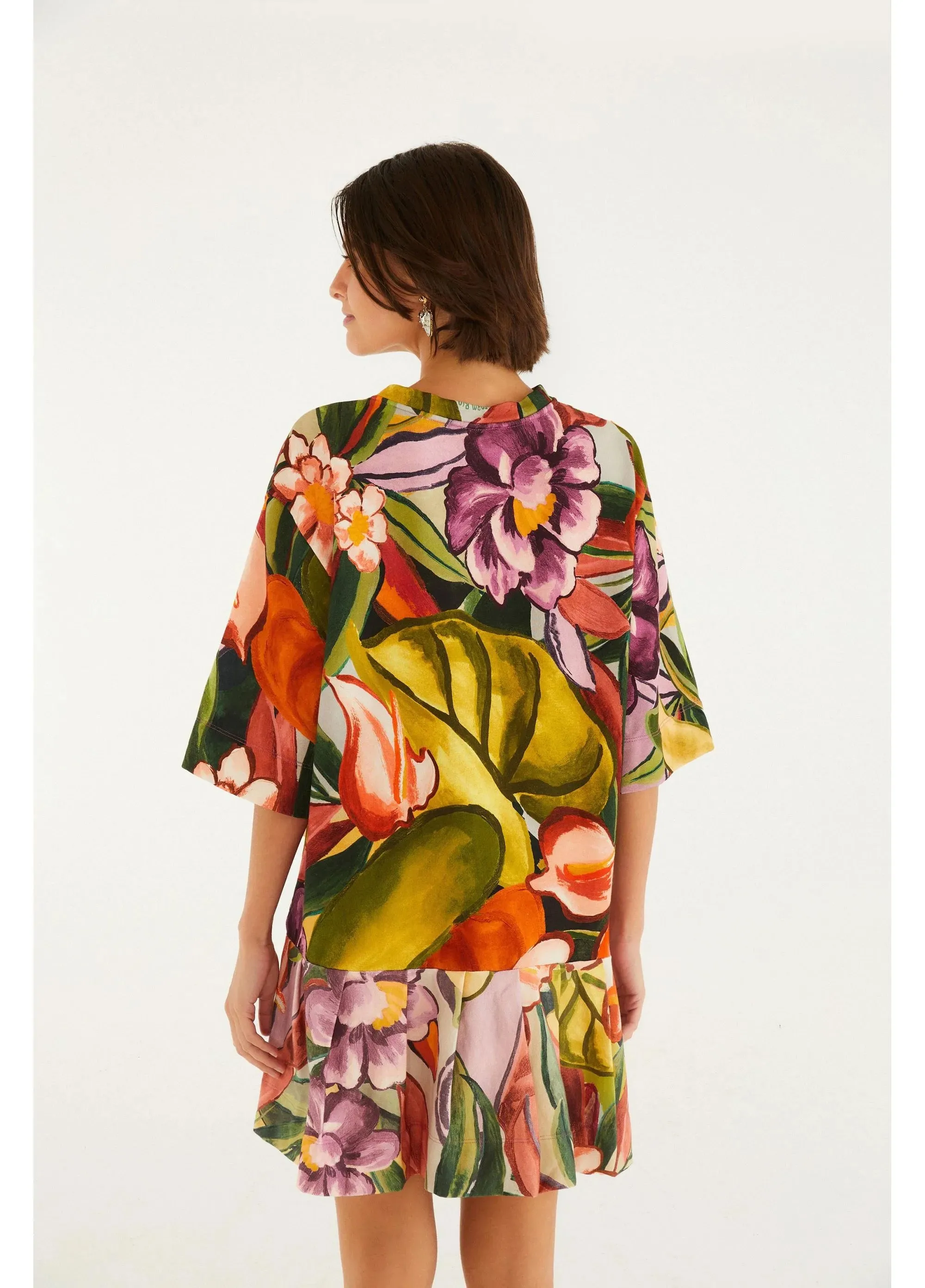 Vestido Curto Folhagem de Inverno