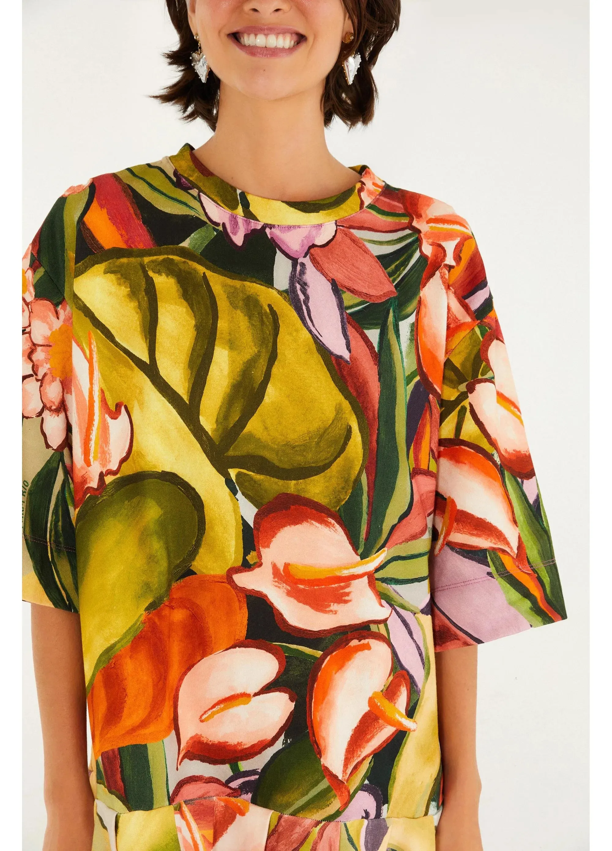 Vestido Curto Folhagem de Inverno
