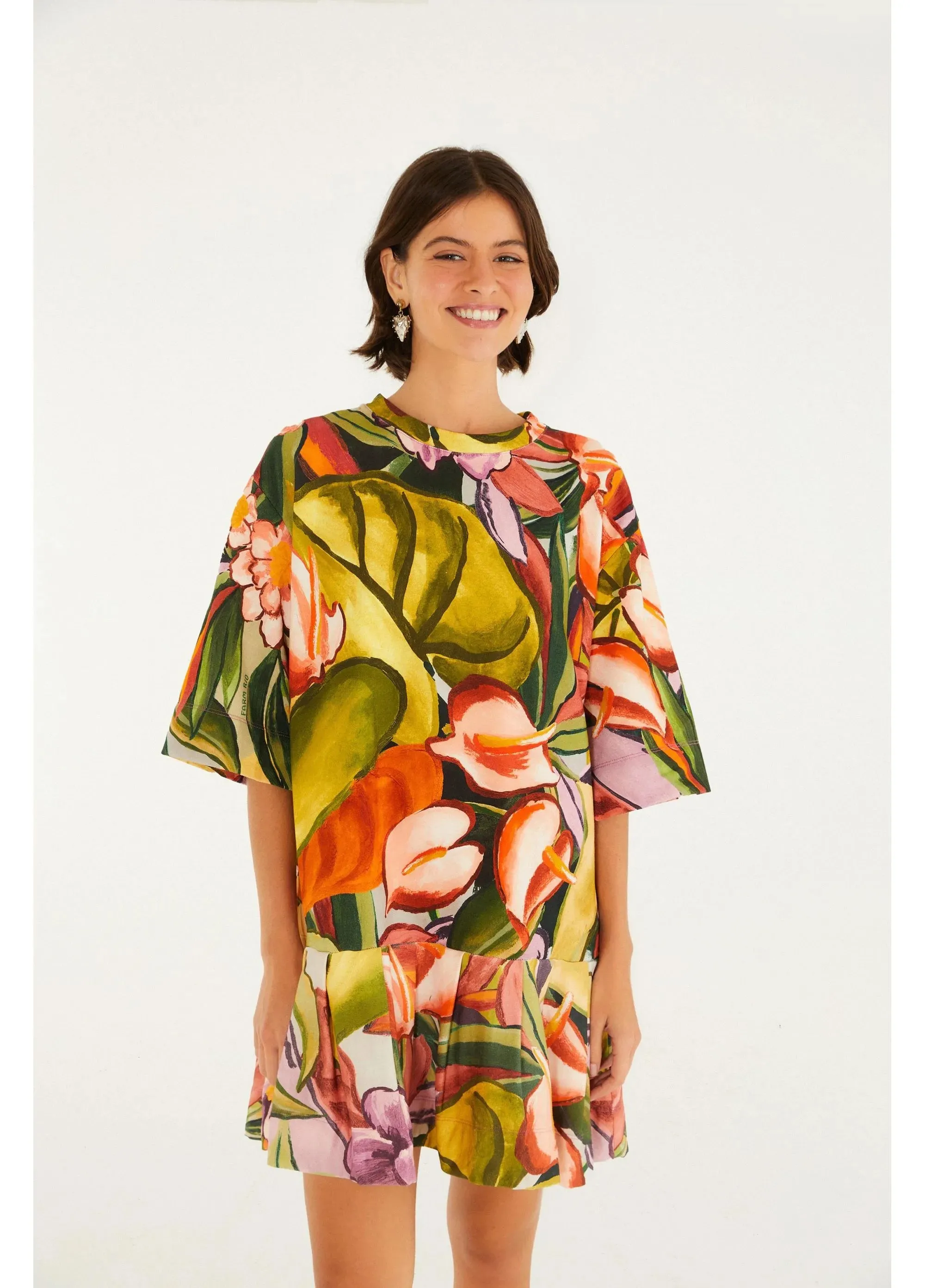 Vestido Curto Folhagem de Inverno