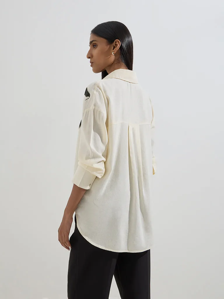 Wardrobe Cream Leaf Patterned Shirt