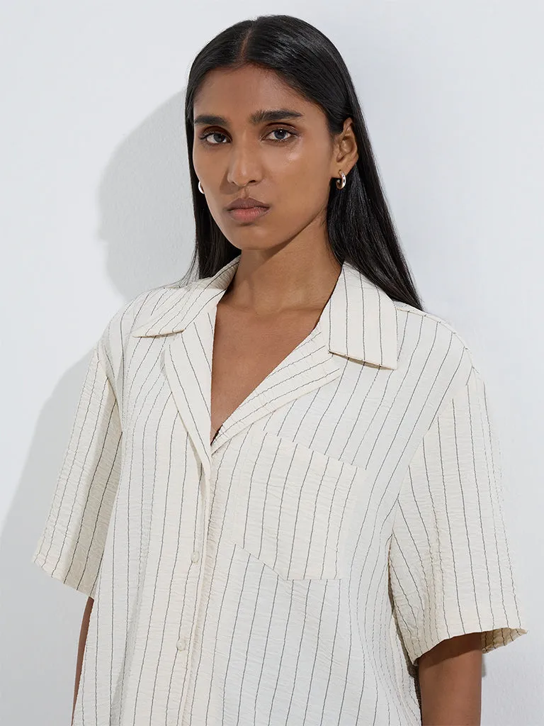 Wardrobe Off-White Pinstripe Shirt