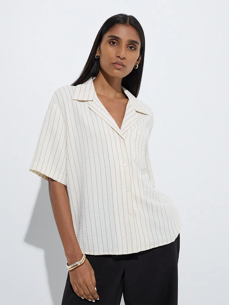 Wardrobe Off-White Pinstripe Shirt