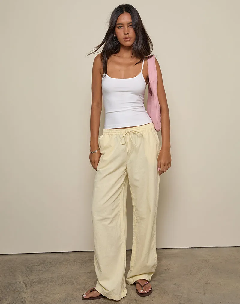 Wasic Wide Leg Linen Trouser in Lemon