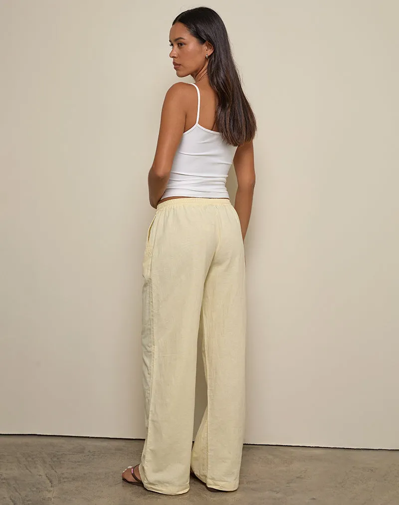Wasic Wide Leg Linen Trouser in Lemon