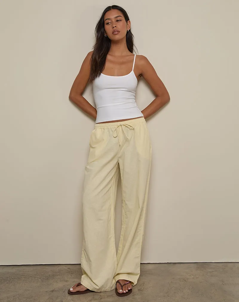 Wasic Wide Leg Linen Trouser in Lemon