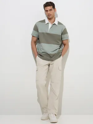 WES Casuals Olive Relaxed-Fit Cotton-Blend Polo T-Shirt
