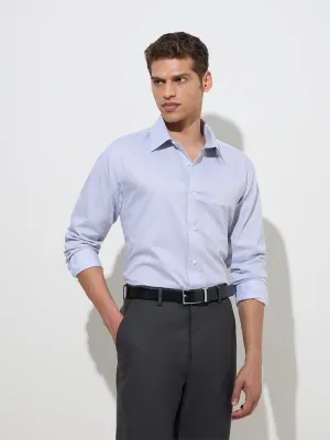 WES Formals Grey Striped Relaxed-Fit Cotton Shirt