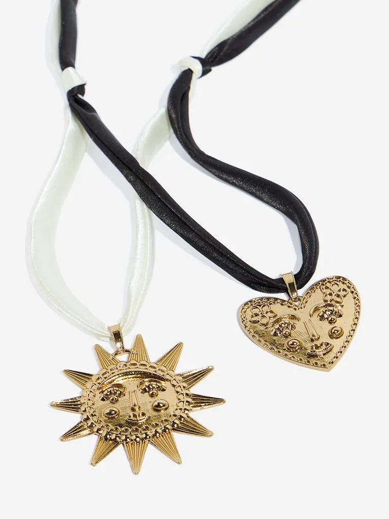 Westside Accessories Gold Quirky Sun and Heart Necklace