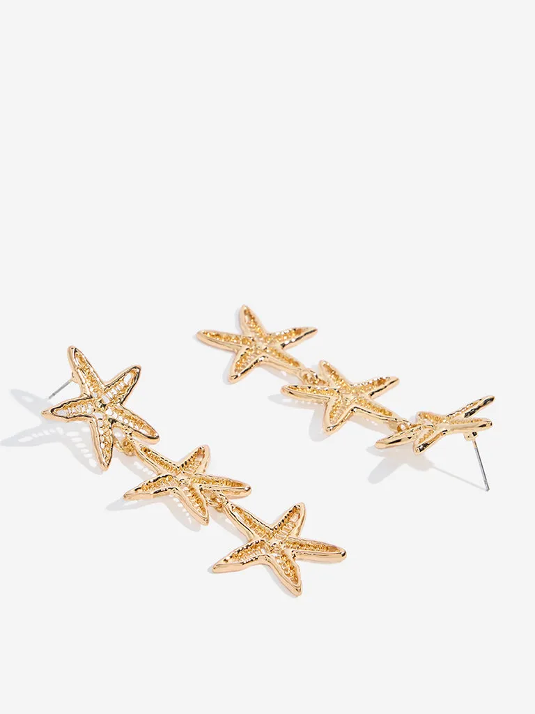 Westside Accessories Gold Starfish Dangler Earrings