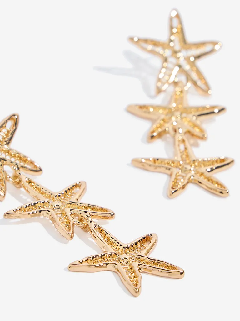 Westside Accessories Gold Starfish Dangler Earrings