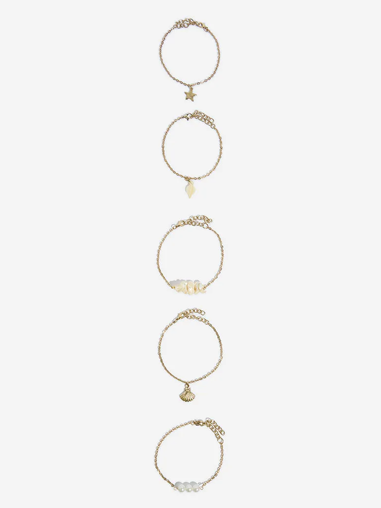 Westside Accessories Gold-Toned Charm Bracelet Set - Pack of 5