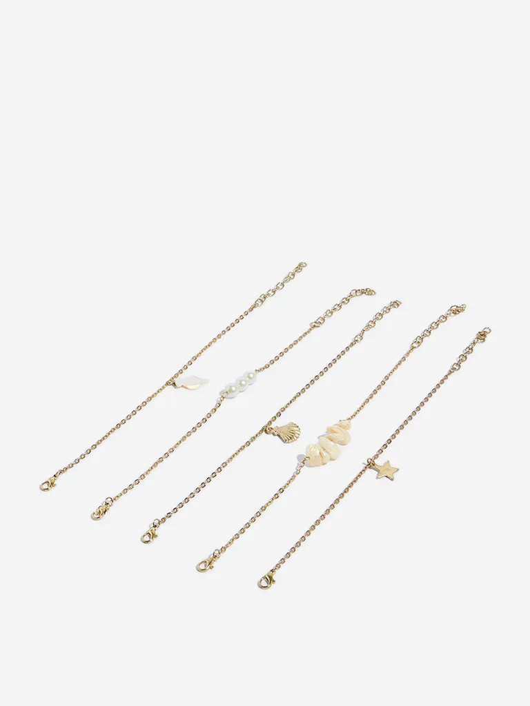 Westside Accessories Gold-Toned Charm Bracelet Set - Pack of 5